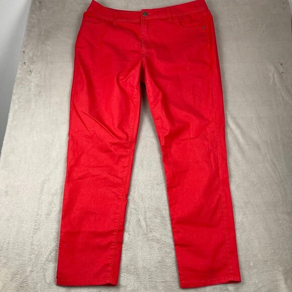 Elle Women Pants Plus Size 16W Straight Leg Flat Front Casual Preppy Red Classic - Picture 12 of 13